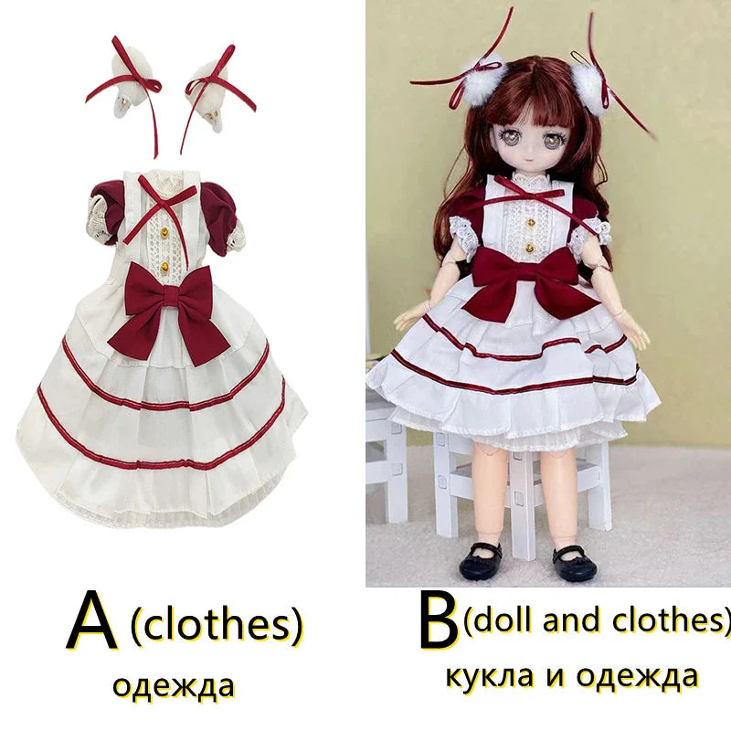 30cm Two-dimensional Doll Comic Face 1/6 Bjd Doll or Dress Up Clothes Children's Girl Birthday Gift Toys Kids Toys