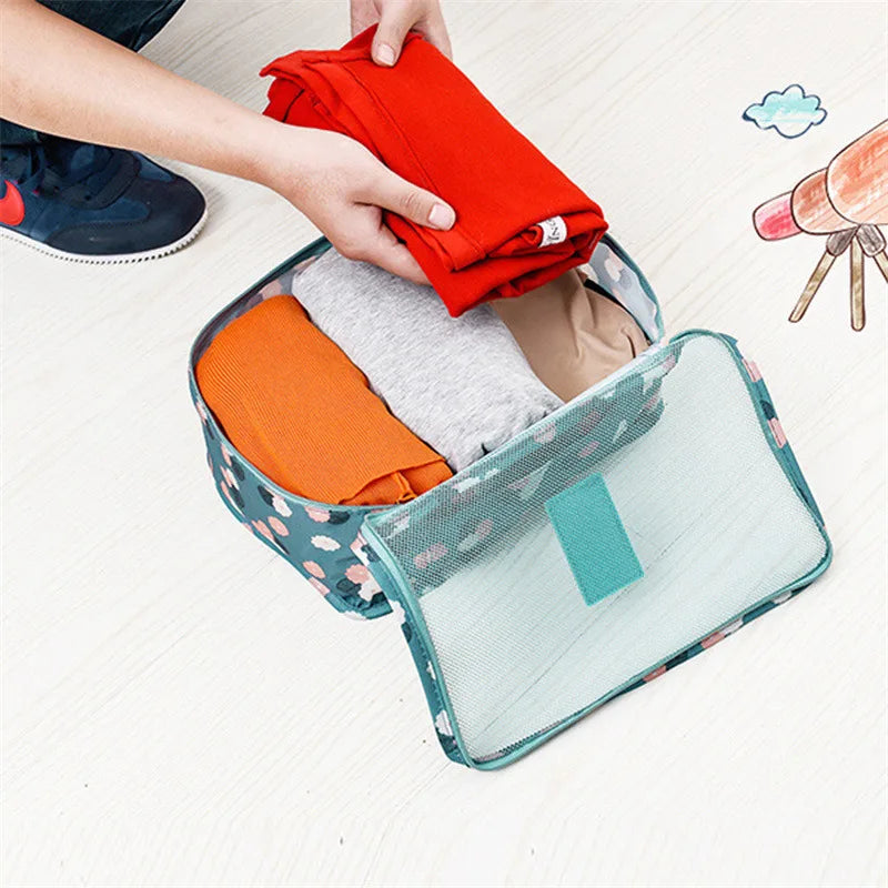 6 PCS Travel Storage Bag Set for Clothes Tidy Organizer Wardrobe Suitcase Pouch Travel Organizer Bag Case Shoes Packing Cube Bag