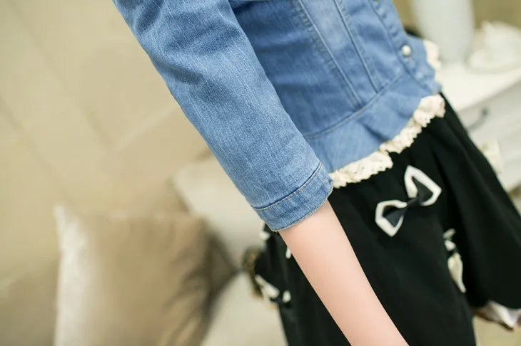 2023 Spring/Summer New Denim Jacket Women's Korean Casual Slim All-Match Short Crop Sleeve Short Sleeve Denim Button Up Top