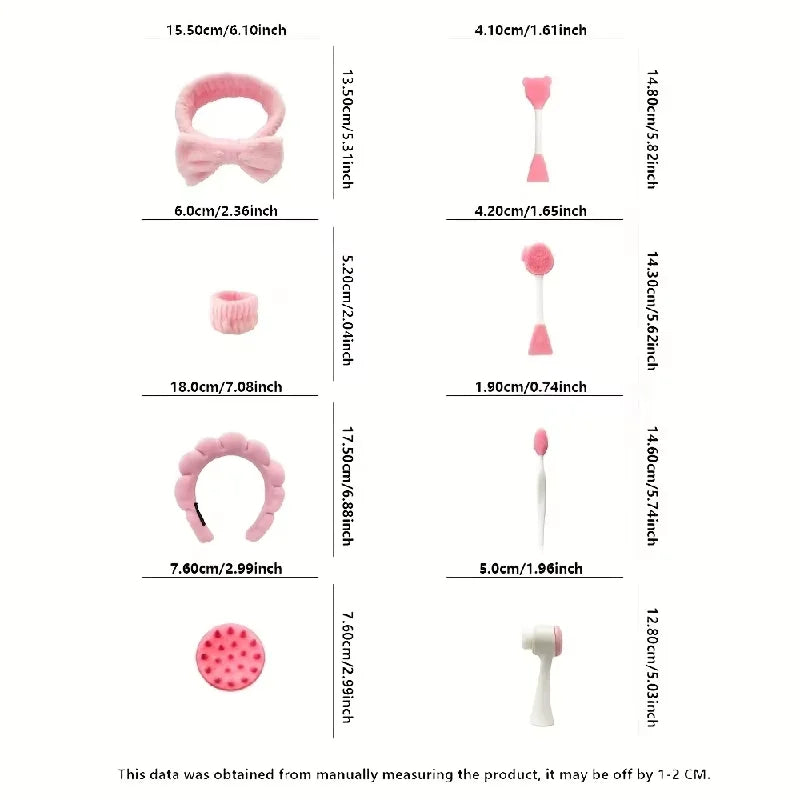 9-piece beauty makeup set, makeup kit, including a four-piece headband set, face wash and massage tools, etc.