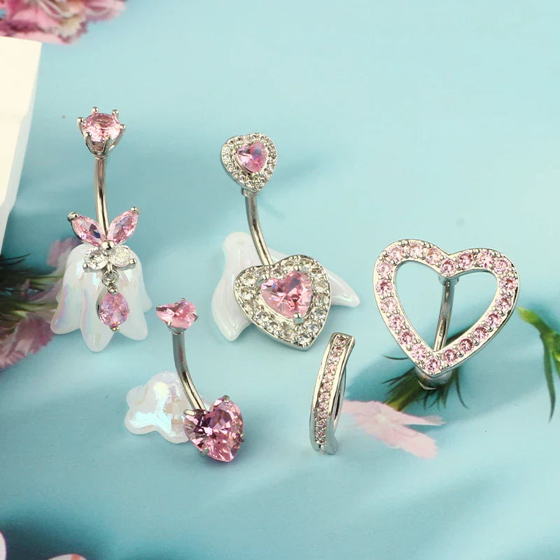 5PCS Cute Dangle Belly Ring Pack 14G Navel Piercing Bulk Sexy Belly Ring Set Belly Button Ring Lot Pircing Ombligo Jewelry