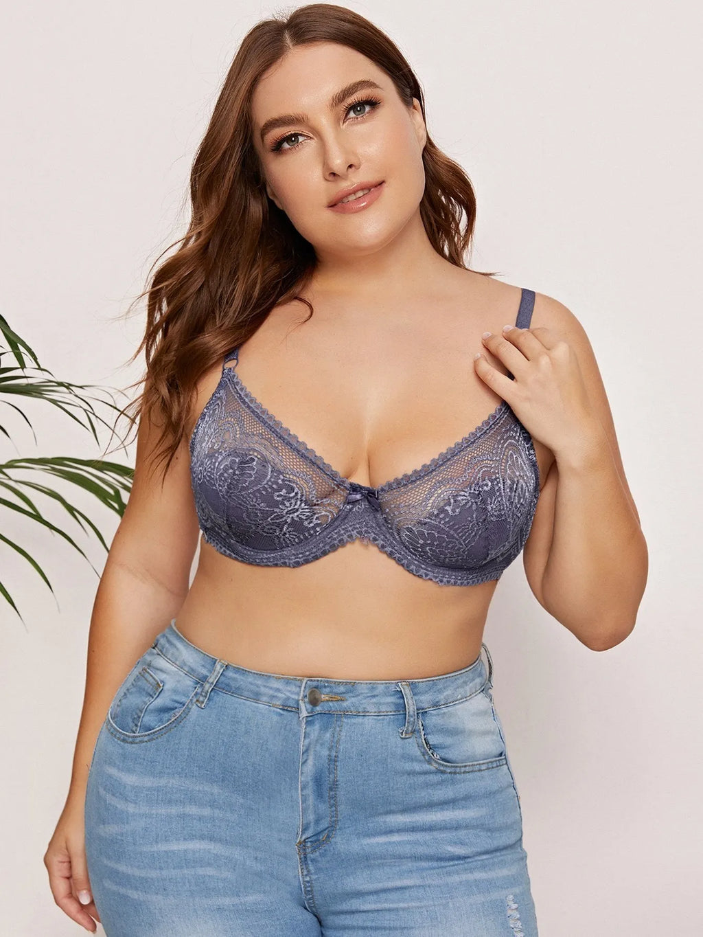 Beauwear B C Cup French Style Light Weight Women Lace Bra Breathable Back Closure Adjustable Strap Soft Deep V Thin Lingerie Top