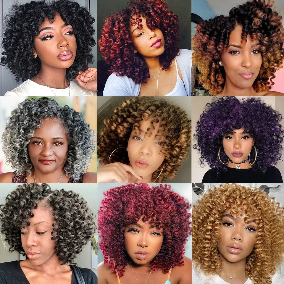 1- 5 Packs 8 inch Jumpy Wand Curl Jamaican Bounce Crochet Hair Natural Black Wand Curls Crochet Hair Short Curly Crochet Braids