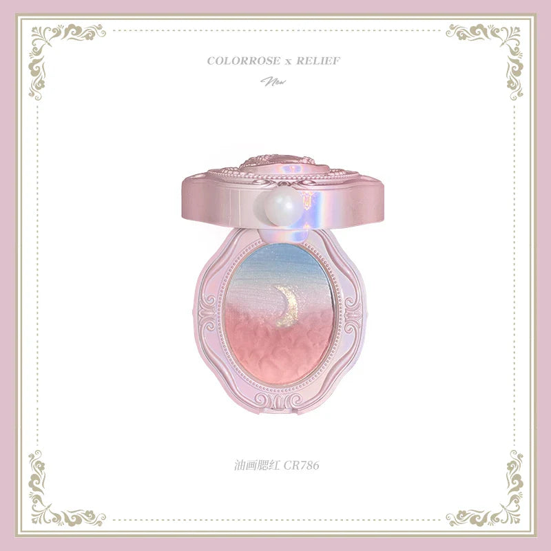 Colorrose Embossed Powder Blush Blue Genuine Nude Makeup Natural Party  Blusher  Shimmer Pearlescent Highlight Eyeshadow