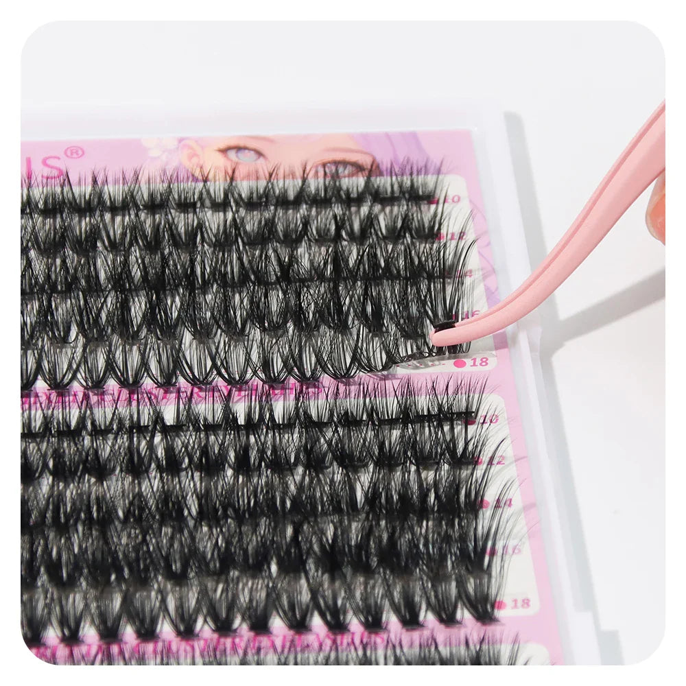 ANNAFRIS 300Pcs DIY Cluster Lash Extension Kit Color individual Lashes Kit with Lash Bond&Seal Remover Tweezers