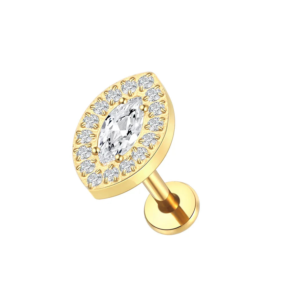 1PC Titanium Zircon Star Flower Labret Piercing for Women Cartilage Tragus Daith Helix Stud Earring Body Jewelry