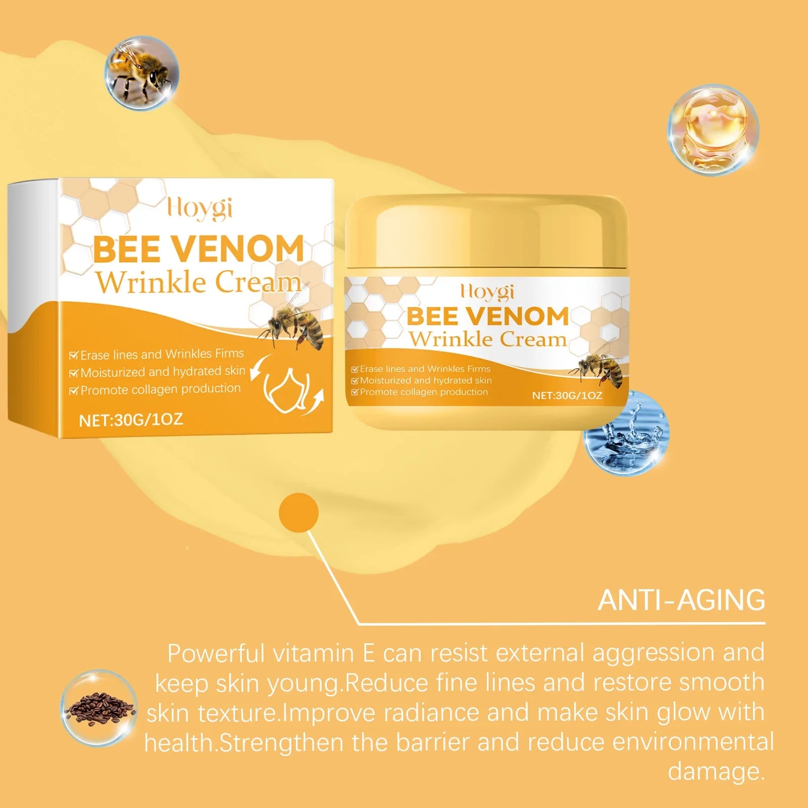 Bee Venom Face Cream Moisturizing Sagging Improvement Reduce Fine Lines Damaged Skin Repair Facial Cream Nourishing Skin Care