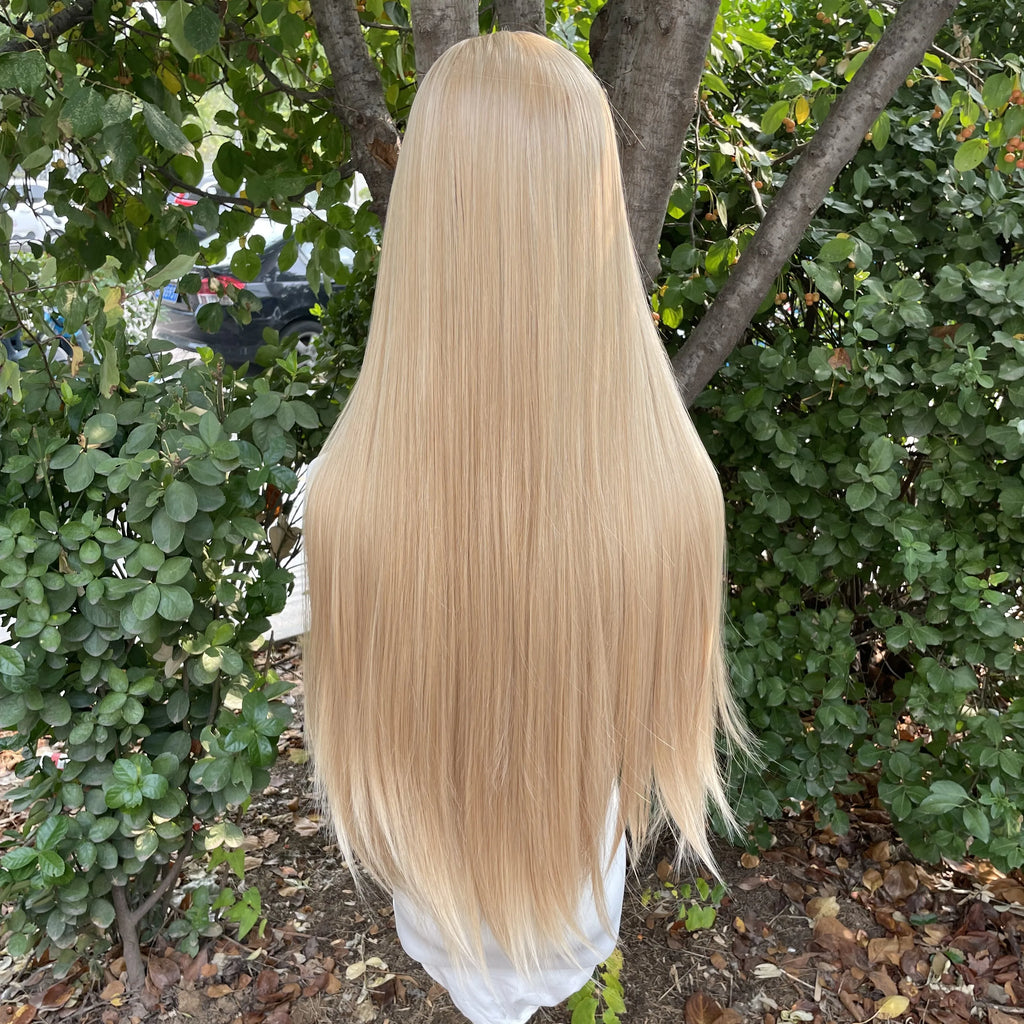 Blonde Mixed Color Synthetic Full Lace Wigs for Black Women Heat Resistant 26 Inch Long Straight Full Hand Tied Free Part 150%
