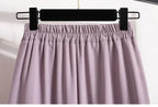 2025 Summer Female Fashionable Versatile Solid Skirts High Waisted Mid Length A-line Plus Size Skirt Split Wrap Body Skirt