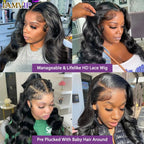 250% 30-36inch Body Wave 13x6 Hd Frontal Human Hair Pre-plucked Lace Brazilian Remy 13x4 Front Wig 4x4 Closure With Hd Full Lace