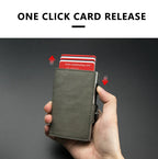 CASEKEY Pink Wallet Slim Minimalist Leather Pop UP Wallet Rfid Blocking Mini Aluminum Automatic Card Holder for Women Men