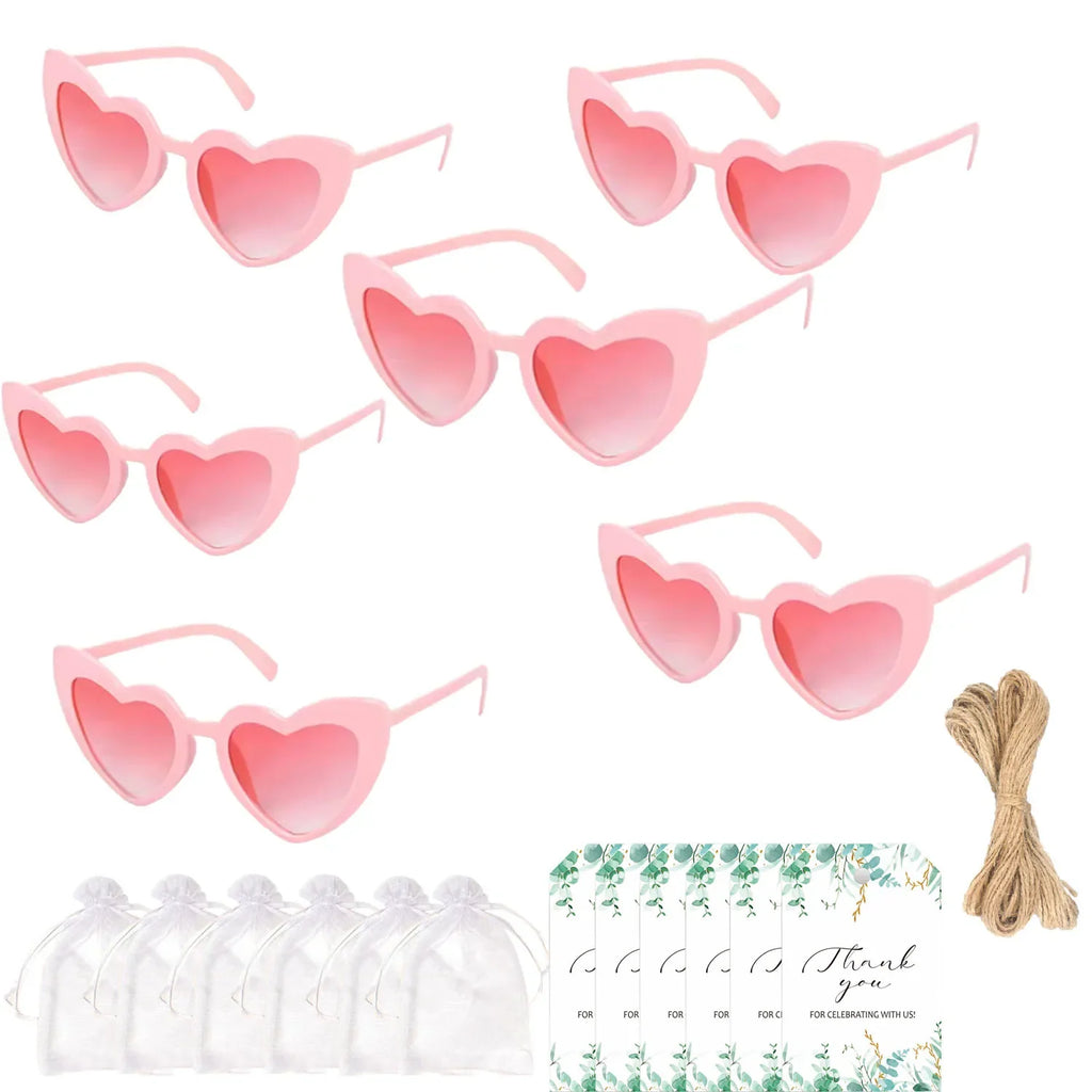 12-60Pcs Wedding Bridal Heart Shaped Sunglasses Party Favors Gift for Guests Bachelorette Hen Party Glasses Bridal Shower Decor