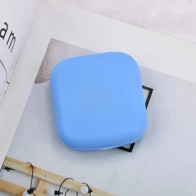 1pcs Mini Square Contact Lens Case with Mirror for Women Colorful Lens Box Eye Container Lovely Travel Kits