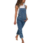 Denim Overalls with Pockets Distressed Denim Overalls Stylish Plus Size Denim Jumpsuit with Adjustable Straps Side Pockets