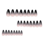 24pcs Manicure Long Almond False Nails Stiletto Ballerina Fake Nials Detachable Halloween Bat French Nail Tips DIY