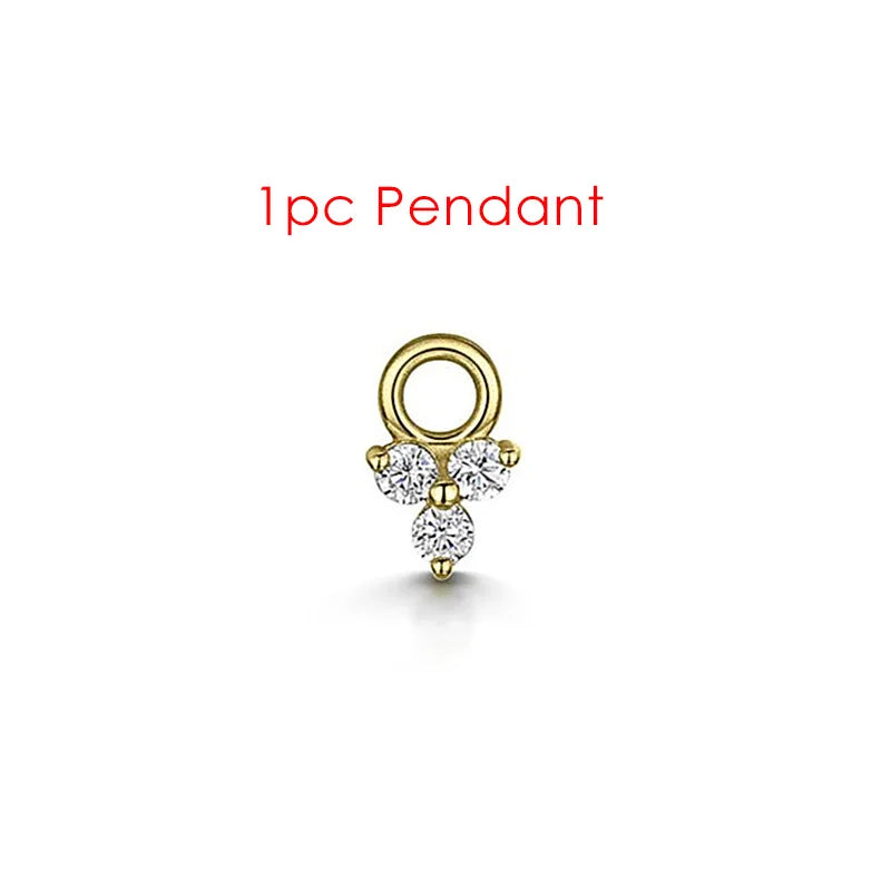 1PC Little Star Moon Snake Crystal Charms Pendant Helix Daith Earrings for Women Hanging Matching Piercing Lobe Tragus Jewelry