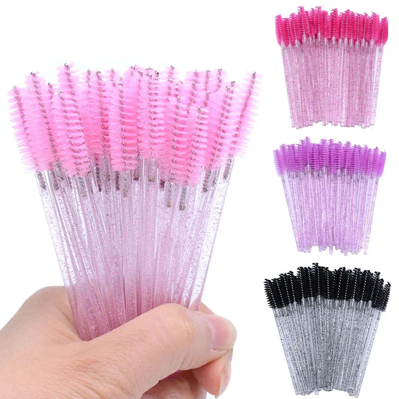 50pcs Grafted eyelashes Single color disposable eyelash brush Spiral eye Makeup Eyelash curler makeup brush cosmetic tools