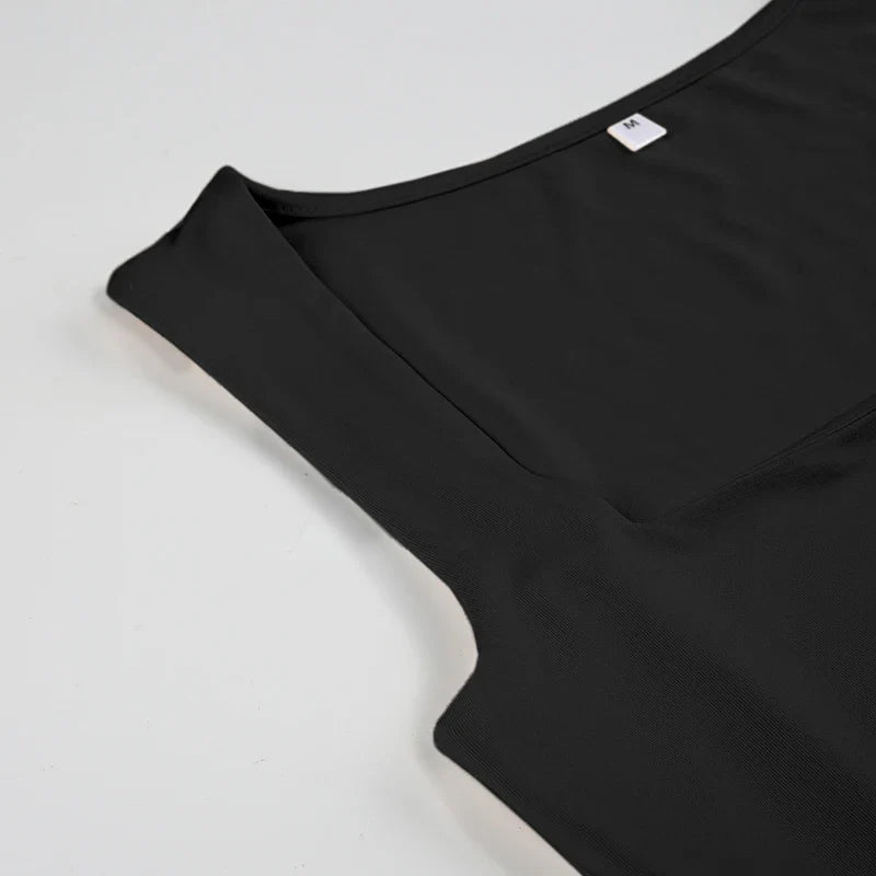 Darlingaga Casual Square Neck Fitness Summer Bodysuit Women Sleeveless Solid Basic One Piece Bodies Sporty Sexy Rompers Outfits