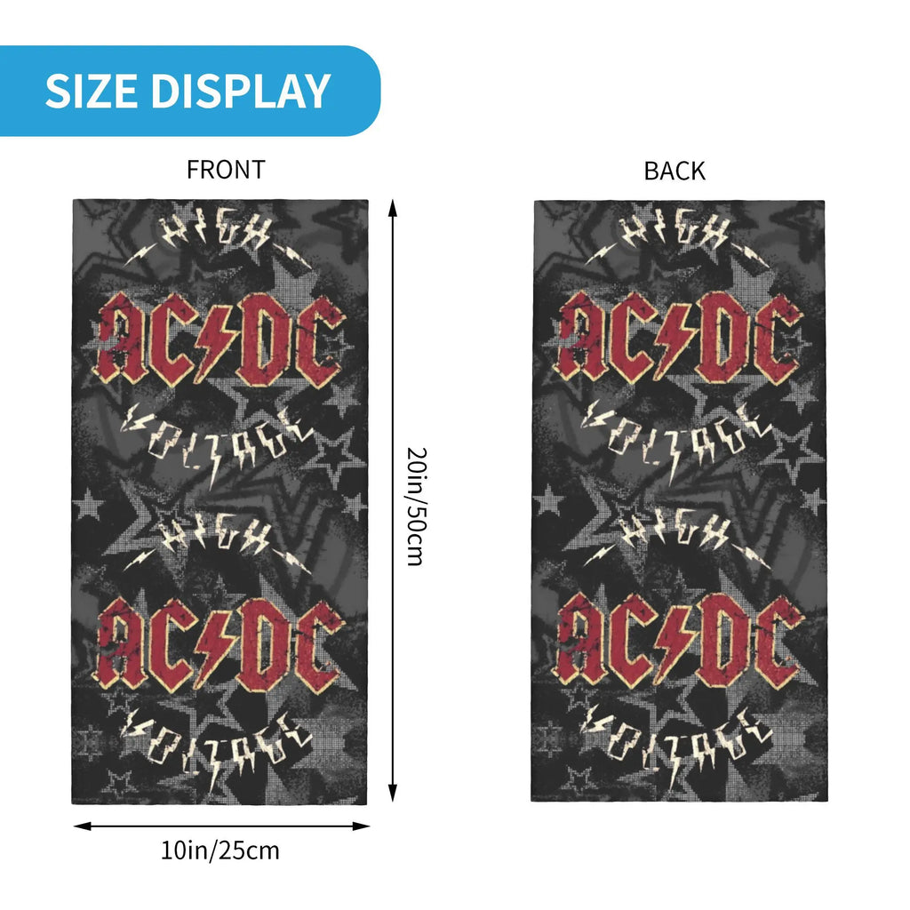 Custom Black AC DC Logo Camouflage Heavy Metal Band Bandana Neck Warmer Women Men Winter Hiking Ski Scarf Gaiter  Face Cover