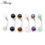 Alisouy 2PCS 14G Stainess Steel 5mm Stone Ball Eyebrow Curved Barbell Lip Ring Snug Daith Helix Earrings Body Piercing Jewelry