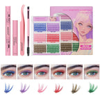 ANNAFRIS 300Pcs DIY Cluster Lash Extension Kit Color individual Lashes Kit with Lash Bond&Seal Remover Tweezers