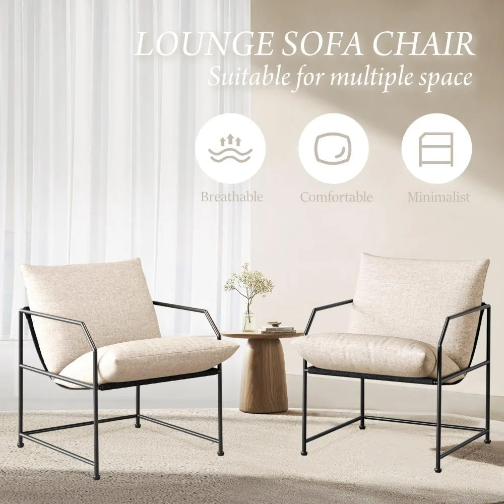 Accent Chair Living Room Chairs Accent Chairs Set of 2 Comfy Reading Chair for Bedroom Upholstered Lounge Chair Mid Century