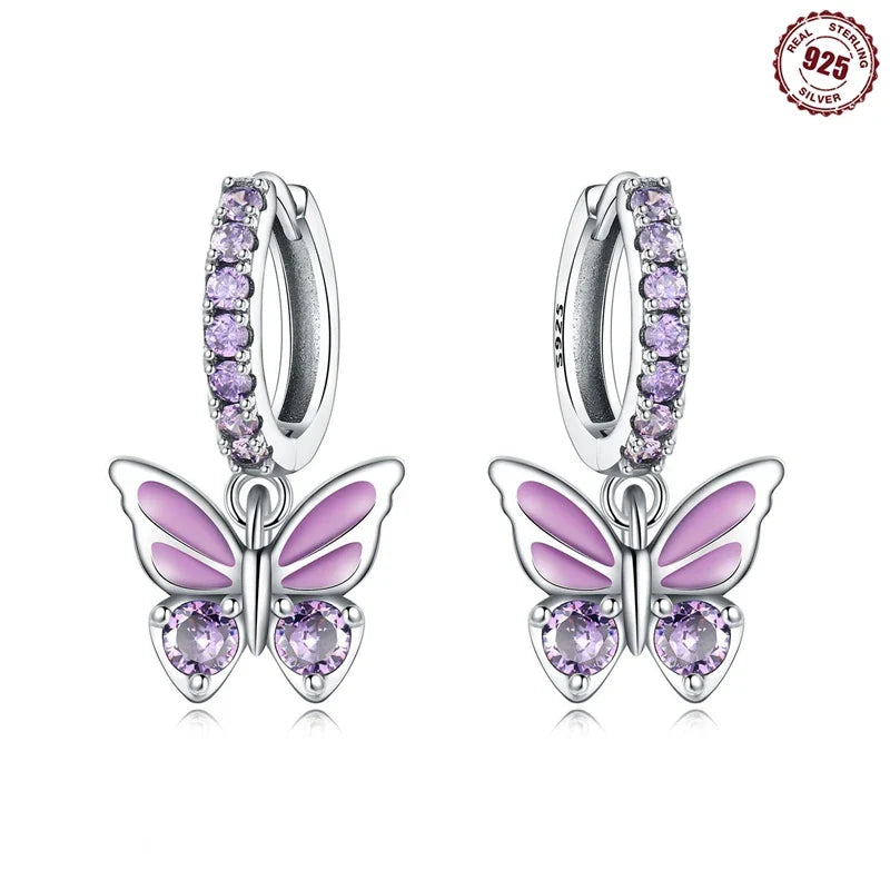 Earrings For Women Silver 925 Fashion Butterfly Snowflake Earrings Cubic Zircon Ear Studs Silver 925 Original Jewelry Gifts