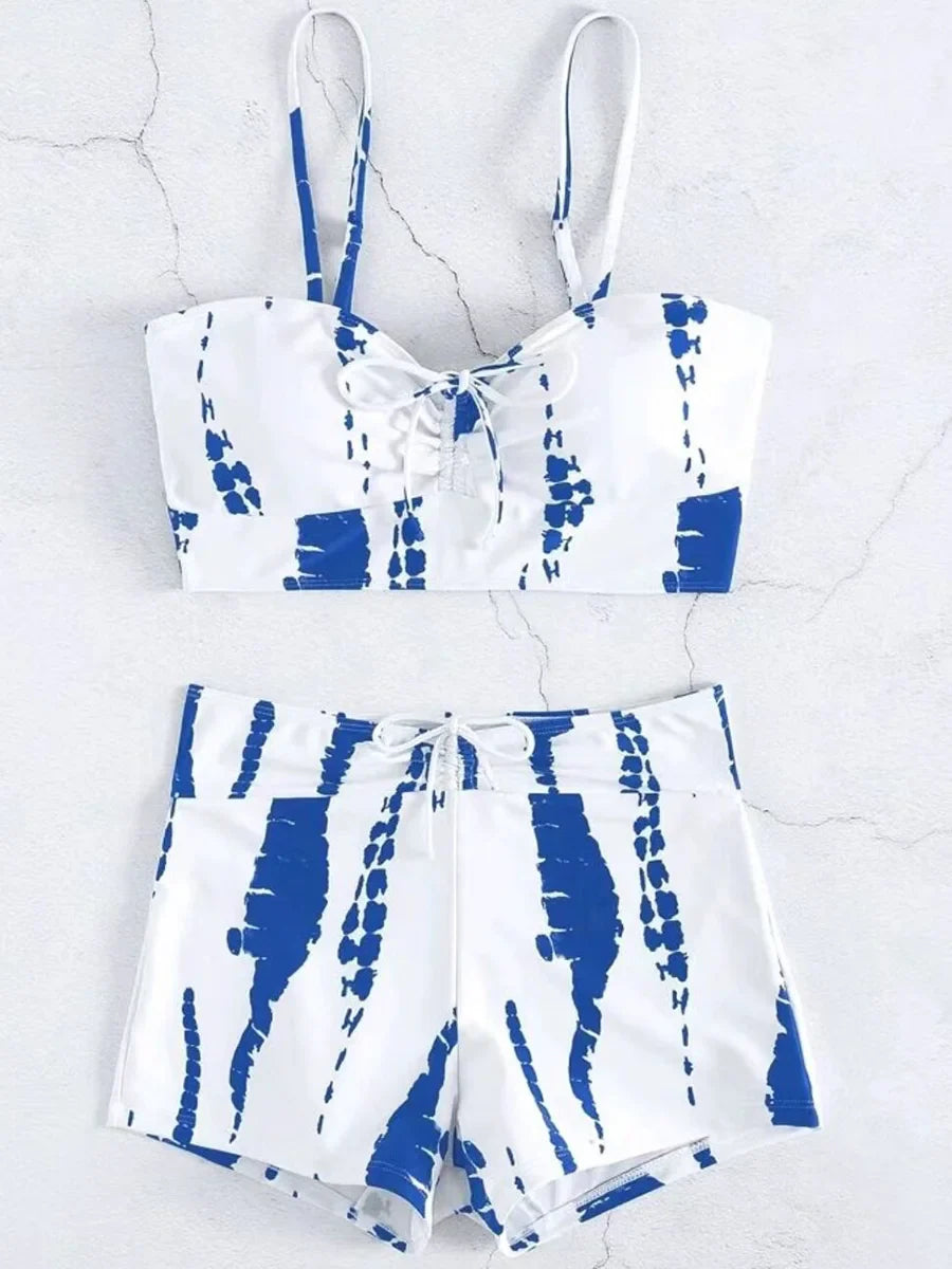 2025 Print High Waist String Two Piece Bikini Women Swimwear Female Swimsuit Bathers Bathing Swimming Suit Beachwear Summer