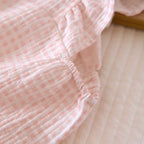 2025 Japanese summer new women's pajamas suit short-sleeved shorts two-piece 100% cotton crepe simple checked thin home clothes