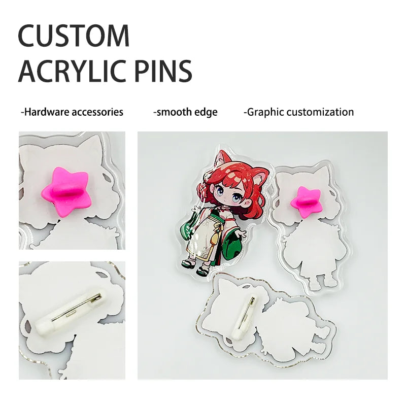 Custom Acrylic Brooches Popular Fashion Clothing Bags Accessories Kids DIY Personalized Design women fathers day gifts Pins