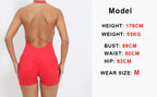 Gym Sport Jumpsuit Short Jumpsuit with Pocket Women Sportswear One Piece Yoga Set Sexy Backless Scrunch Fitness Overalls Romper