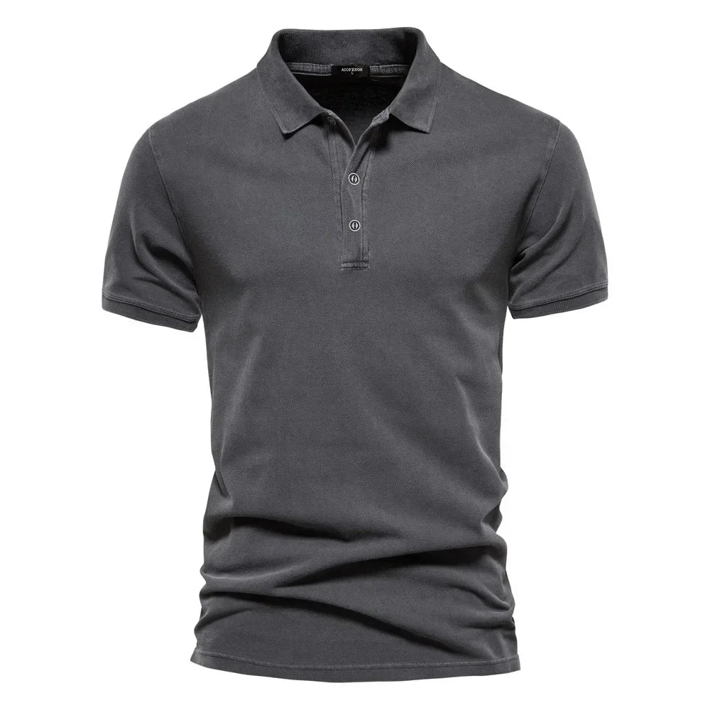 2025 Men's Slim Fit Cotton Polo Shirt - Stylish Lapel Design for Casual & Business Golf Wear