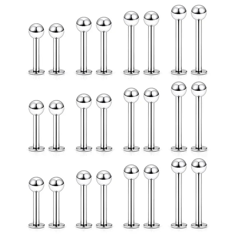 10-100pcs/lot Stainless Steel Labret Lip Bar Rings Stud Tragus Helix Bar Ear Cartilage Piercings Jewelry for Women Men 3mm Ball