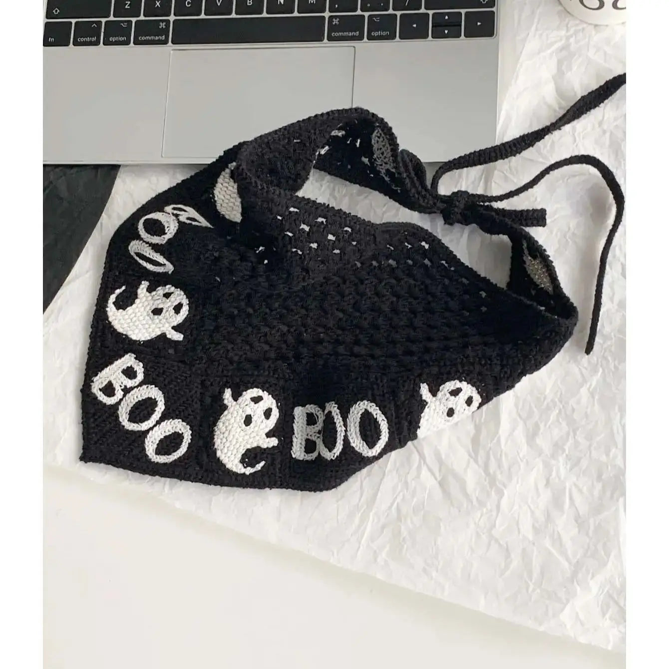 Halloween Costume Skeleton Ghost Bat Spider Web Personalized Knitted Crochet Headband Female Photo Photo Triangle Scarf Trendy