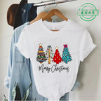 Christmas Lights Xmas Tree Print Fashion Graphic Women Tops Women Tshirt Tee Funny Christmas Party Aesthetic Shirt Camisas Mujer