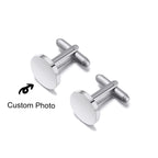 Custom Engraved Round Cufflinks & Tie Clip Set Stainless Steel Anniversary Wedding Birthday Groomsmen Gift for Father Husband