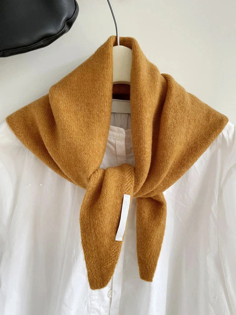 British Korean Style Niche Wool Knitted Triangular Scarf Women Headscarf Knitted Scarf Multi-functional Warm Knitted Scarf