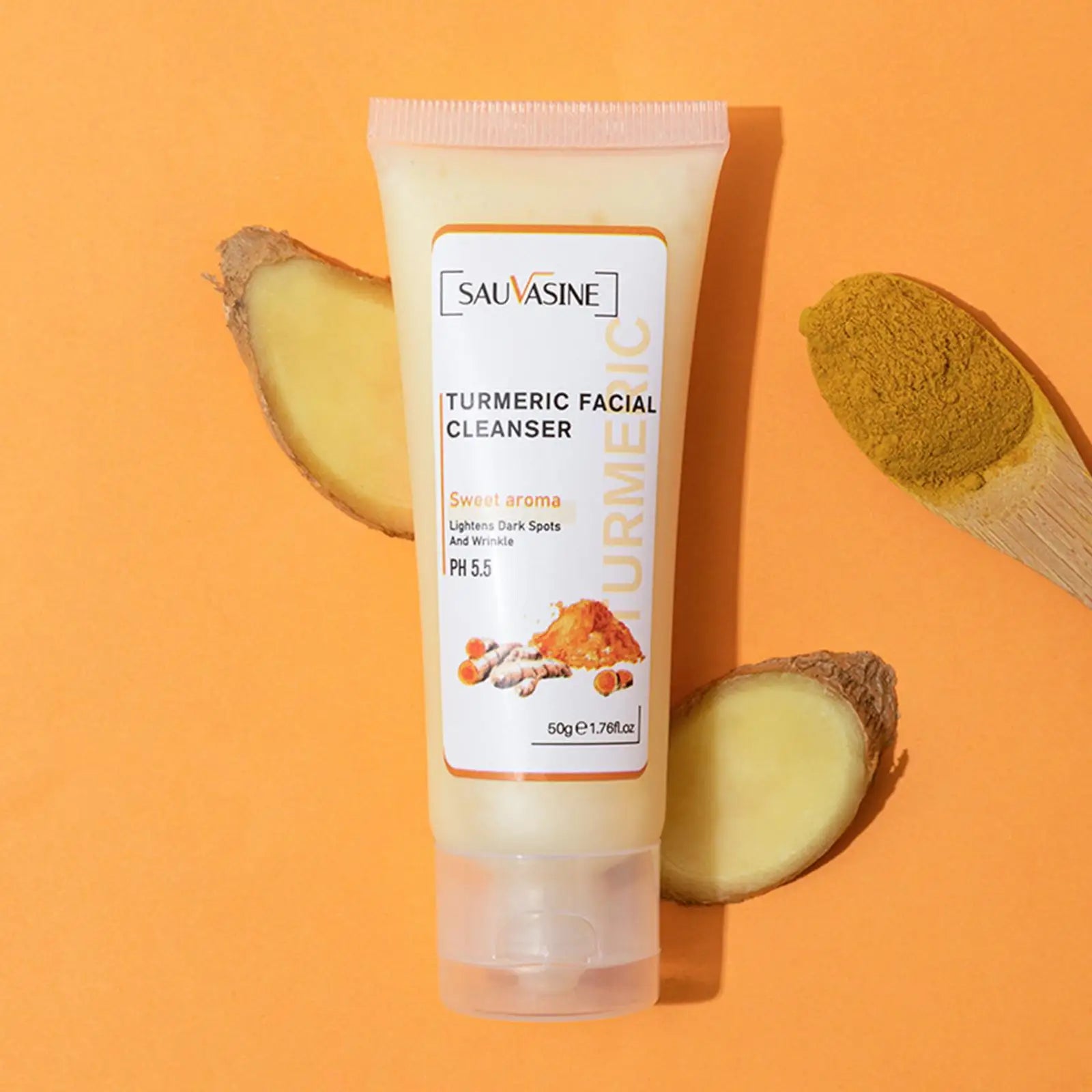 5 Piece Set Turmeric Facial Care Acne Cleansing Cream,Anti-Aging Serum,Dark Spot Moisturizer Fade Spots for Radiant Skin Care