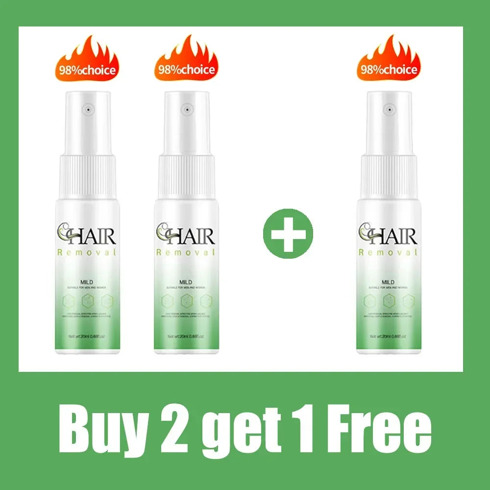 2 Minutes Fast Hair Removal Spray Painless Hair Growth Inhibitor Arm Armpit Leg Permanent Depilatory for Men Women Repair Care