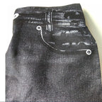 1pcs Women's Denim Print Leggings Females Fashion Slim Leggings Faux Jeans Leggings Lady Stretch Printed Tights Black Blue Pants