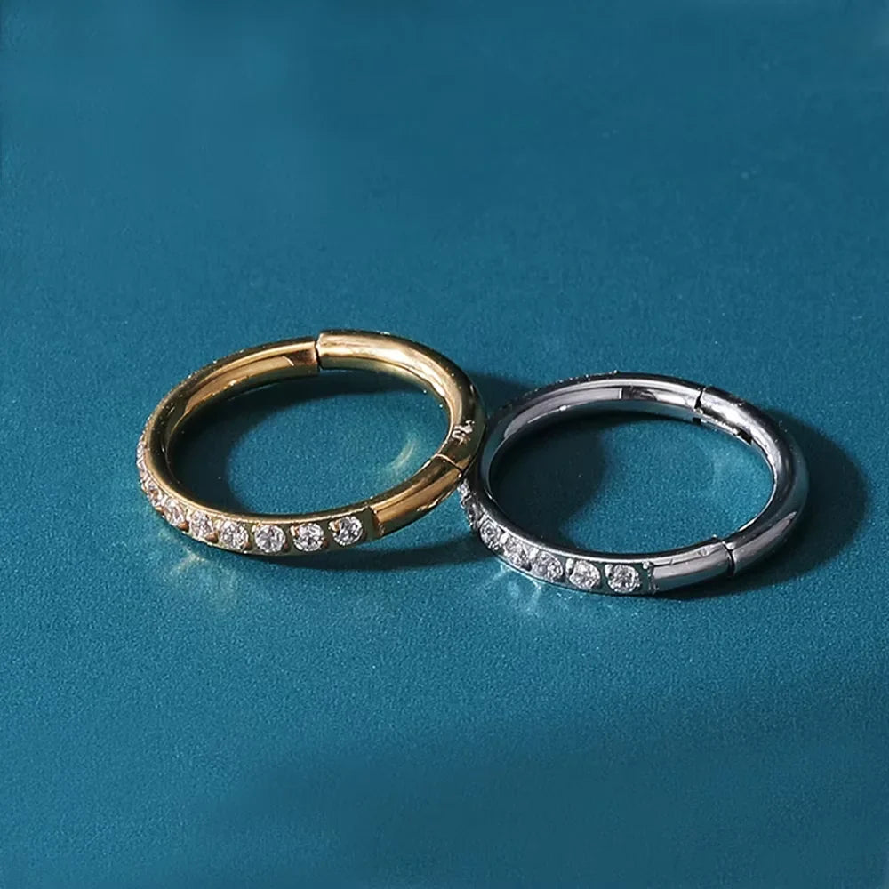 1/10Pc Stainless Steel Nose Ring CZ 16G Hinged Septum Clicker Segment Ear Tragus Cartilage Daith Lip Nose Body Piercing Jewelry