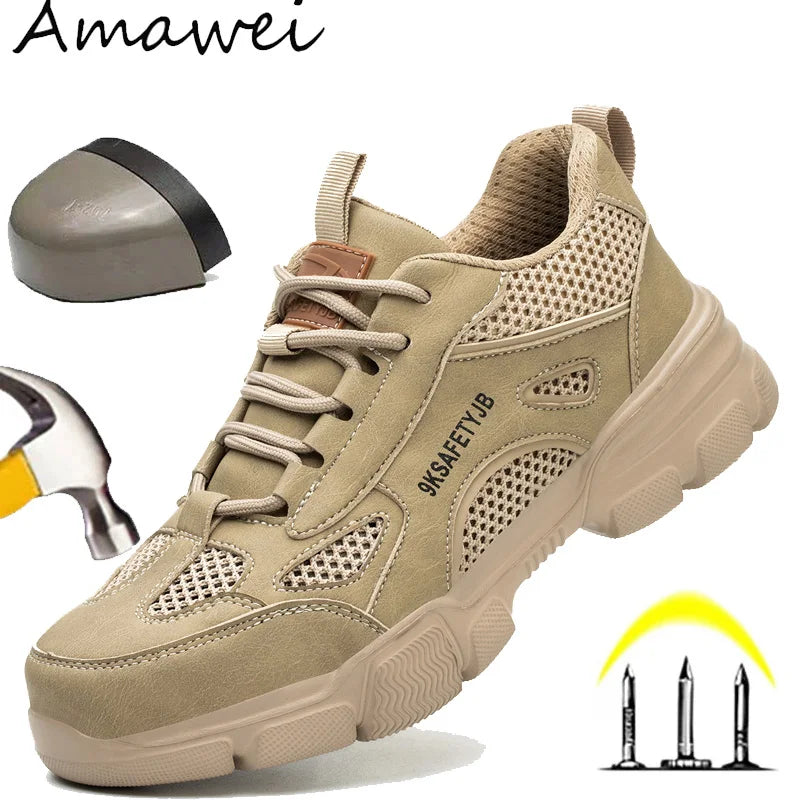 Breathable Safety Shoes Men Work Sneakers Indestructible Safety Boots Women Anti-smash Shoe Steel Toe Shoes Outdoor Sport Style