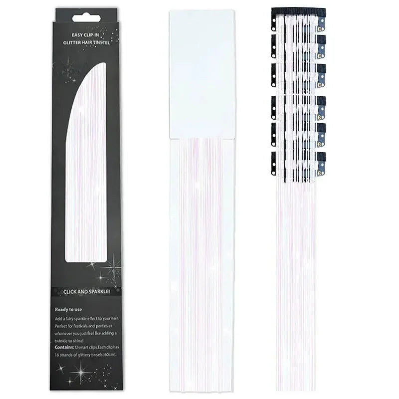 6-Piece Set BB Clip Tinsel Hair Metal Laser Gold Thread PET Laser Thread Highlighting Cross-Border Hair Accessories