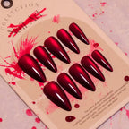 24pcs Manicure Long Almond False Nails Stiletto Ballerina Fake Nials Detachable Halloween Bat French Nail Tips DIY