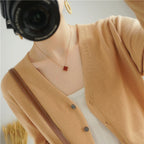 100% Cotton Line Long Sleeve V-Neck Knitted Cardigan Women Loose Short Solid Color Simple Sun Protection SMY K61