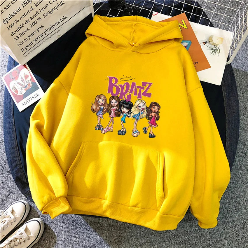 Bratz Letter Printed Plus Size Woman Hooded Sweatshirt Women Hoodie Hip Hop Long Sleeve Streetwear Unisex Male Clothes Tops