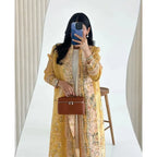 Abaya Ethnic Style Printed Pleated Coat Cape Shawl 2024 Spring/summer Big Collar Lace Up Cardigan Top Long Windbreaker Robe