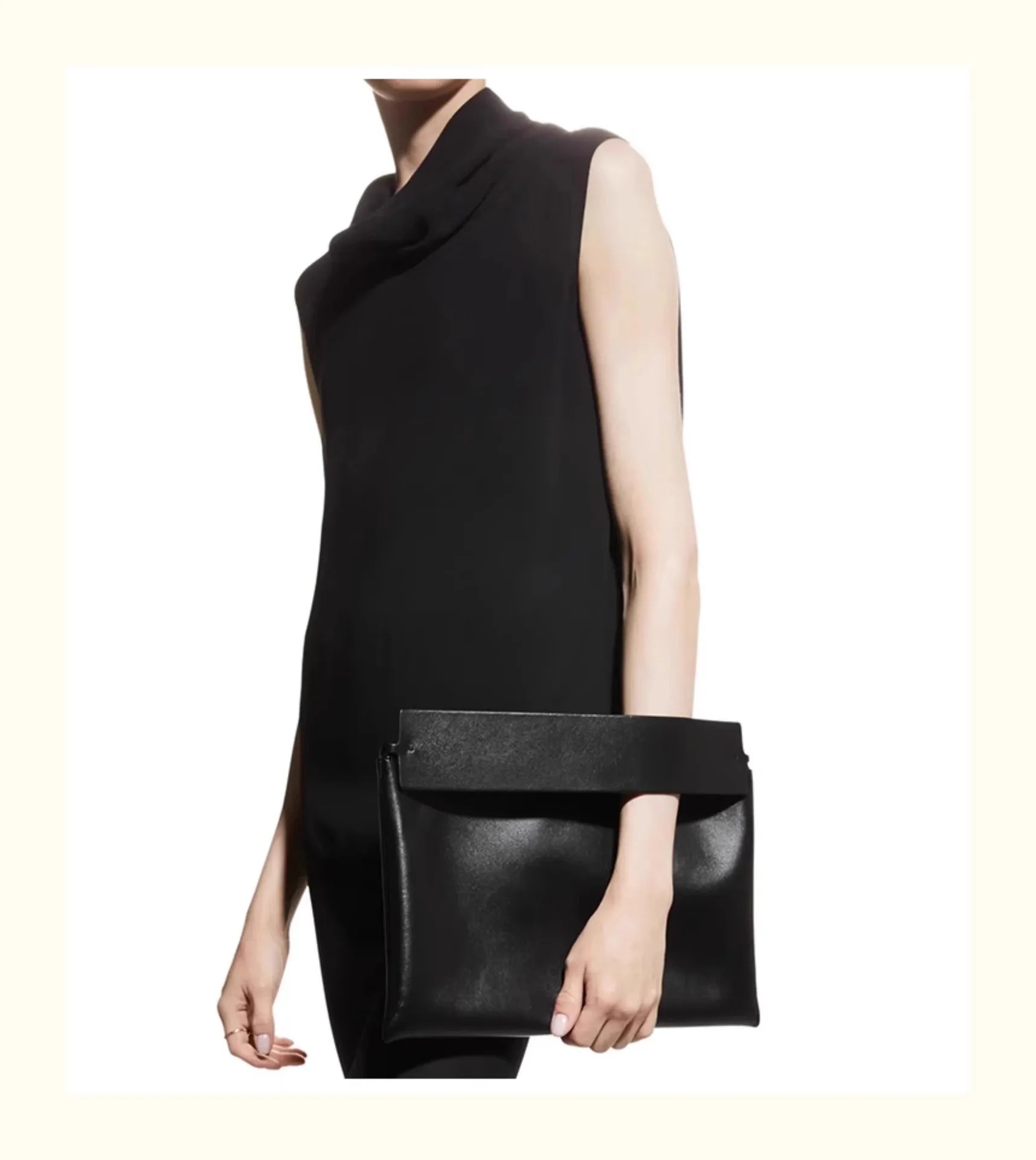 Envelope Bag Vintage Niche Wind Genuine Leather Wide Shoulder Strap Armpit Bag Hundred Sheepskin Shoulder Bag Clutch Bag