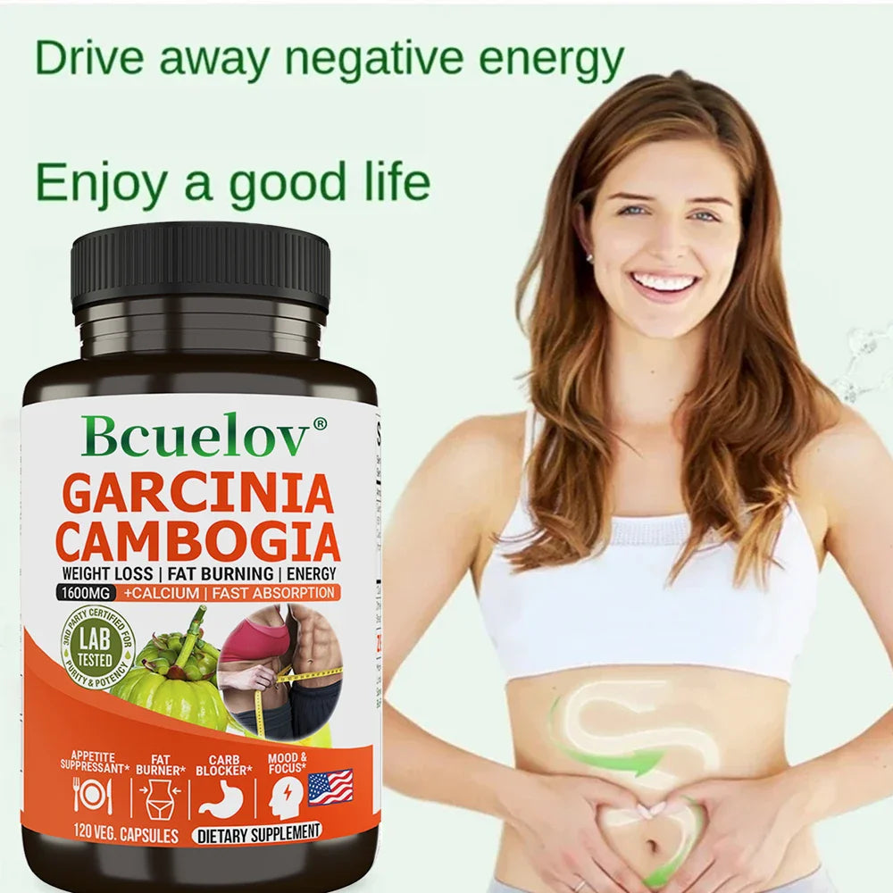 100% Pure Garcinia Cambogia 1600 mg Supplement - HCA Extract, Fast Absorbing, Carb Blocker Metabolism, 120 Capsules