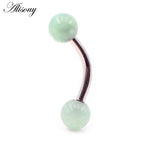 Alisouy 2PCS 14G Stainess Steel 5mm Stone Ball Eyebrow Curved Barbell Lip Ring Snug Daith Helix Earrings Body Piercing Jewelry